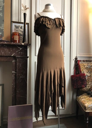 Robe longue maxi asymétrique vintage 90’s marron camel witch bohème Made in Spain t. S / M, brand: Vintage Dressing, condizioni: Ottime, taglia: M / IT 42 / EU 38, €28.50, €30.63 include la Protezione acquisti