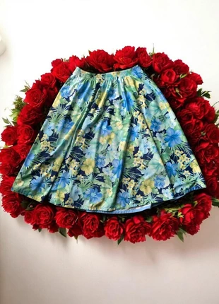 🌹 Jupe Évasée élastique Imprimé Tropical / Hawaïen - Polyester -Femme taille 42🌹, condizioni: Ottime, taglia: XL / IT 46 / EU 42, €9.00, €10.15 include la Protezione acquisti