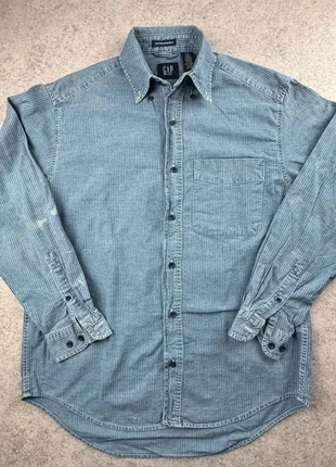 Chemise vintage GAP en denim indigo rayé – Made in Portugal – Taille S, marque: GAP, état: Bon état, taille: S, 14,00 €, 15,40 € Protection acheteurs incluse