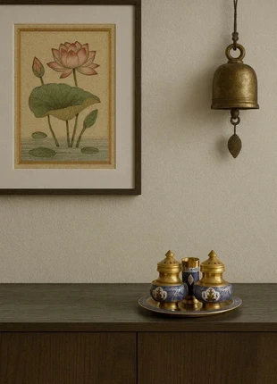 Salière et poivrière décoratives en laiton et émaux bleus – Ensemble complet avec plateau et gobelet, état: Très bon état, 19,50 €, 21,18 € Protection acheteurs incluse