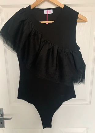 Body Noir Sans Manche avec Épaules en Tulle, brand: Savida, condition: New with tags, size: XS / 34 / 6, €10.00, €11.20 includes Buyer Protection
