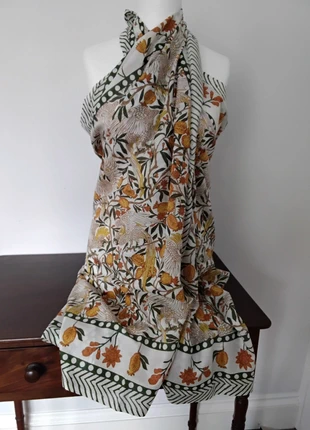 Hand Block Print Indian Cotton Oversize Scarf, Sarong, Throw, Beach Cover,, condition: New without tags, £15.00, £16.45 includes Buyer Protection Pro