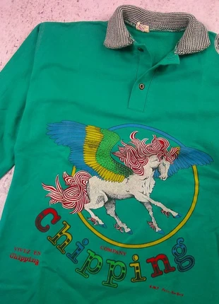 Chipping Company Sweater Vintage 80s Made in France Paris New York Cheval Pégase Rainbow Unisexe, marca: Chipping Company, estado: Bom, tamanho: M, €28.90, €31.05 inclui Proteção do Comprador Pro