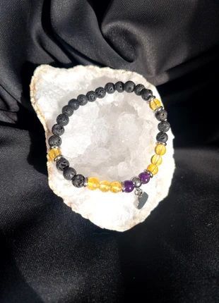 Bracelet Pierre de lave Citrine & Améthyste, marca: lithotherapie, estado: Novo sem etiquetas, €9.00, €10.15 inclui Proteção do Comprador