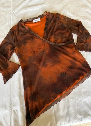Haut marron et orange pailletée asymétrique y2k, marca: y2k, estado: Muy bueno, tamaño: L / 40 / 12, 20,00 €, 21,70 € Protección al comprador incluida