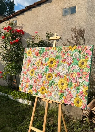 Printanier 💐Toile fleuris texturée, marque: Art, état: Neuf avec étiquette, 350,00 €, 368,20 € Protection acheteurs incluse