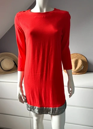 Robe rouge manches 3/4 doublure en soie Sandro Taille 1, marke: Sandro, zustand: Sehr gut, größe: S / 36 / 8, 32,00 €, 34,30 € inklusive Vinted-Käuferschutz