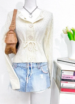 Preppy Strickjacke Cardigan pointelle vintage soft girl y2k 90s, marque: folia, état: Très bon état, taille: S / 36 / 8, 39,00 €, 41,65 € Protection acheteurs incluse