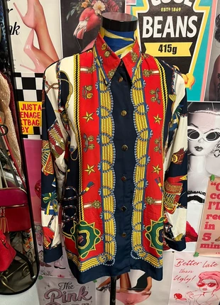 Vintage dressing silk patterned shirt with shoulder pads size 10, brand: Vintage Dressing, condition: Very good, size: M / 10, £9.00, £10.15 includes Buyer Protection