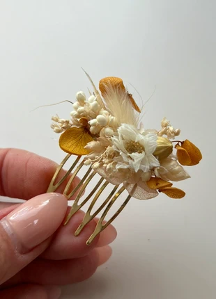 Petit peigne à chignon fleurs séchées, merk: GRAINE FLOWERS, staat: Nieuw met prijskaartje, € 16,00, € 17,50 inclusief Kopersbescherming