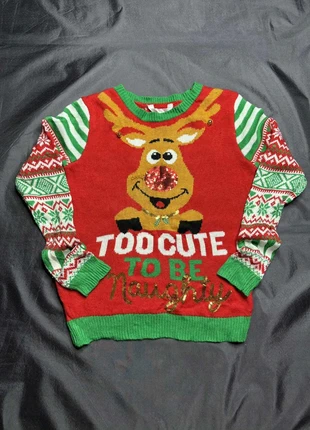 Pull de Noël Femme M – Renne Sequins & Grelots – Too Cute To Be Naughty– No Boundaries, merk: Vintage Dressing, staat: Goed, maat: M / 38 / 10, € 10,00, € 11,20 inclusief Kopersbescherming Pro