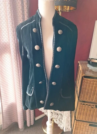 Magnifique veste pane de velours de soie style officier gothique, brand: Miss June, condition: Very good, size: M / 38 / 10, €17.00, €18.55 includes Buyer Protection