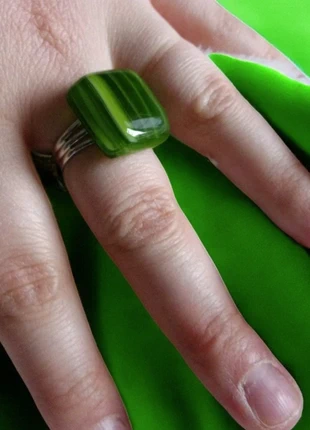 Bague émeraude classe en verre fusing, brand: ecocrea, condition: New with tags, €6.00, €7.00 includes Buyer Protection