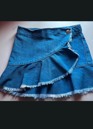 Saia de ganga com babados em trespasse, Zara Girls, Denim collection, Azul, 6A, brand: Zara, condizioni: Ottime, taglia: 6 anni / 116 cm, €3.99, €4.89 include la Protezione acquisti