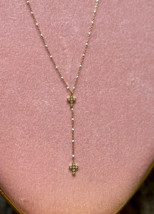 Collier V chapelet réglable acier inoxydable or résine njj la anche 2 croix cristaux, marca: Petit Créateur, estado: Novo sem etiquetas, €11.50, €12.78 inclui Proteção do Comprador Pro