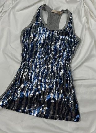 Débardeur cami top stretchy y2k vintage haut sequins zébré zebra, brand: y2k, condition: Very good, size: S / 36 / 8, €19.00, €20.65 includes Buyer Protection Pro