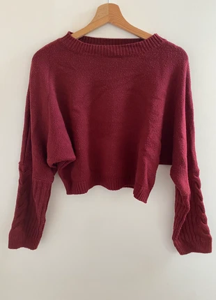 Pull court bordeaux beige 100% acrylique motif tressé sur les manches, marca: Shein, estado: Muy bueno, tamaño: S / 36 / 8, 5,00 €, 5,95 € Protección al comprador incluida