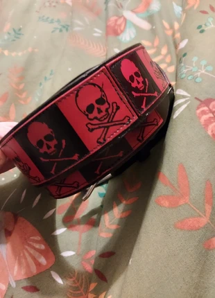 Funk Plus Genuine Leather Size M Emo / Punk Black And Red Skull Belt, brand: Funk Plus, condition: Good, size: 28 in | 70 cm, £5.00, £5.95 includes Buyer Protection