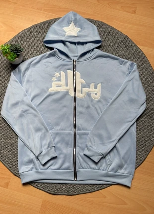 Veste zippée bleu clair Dirty – style streetwear unique, marca: y2k, estado: Novo sem etiquetas, tamanho: M, €25.00, €26.95 inclui Proteção do Comprador
