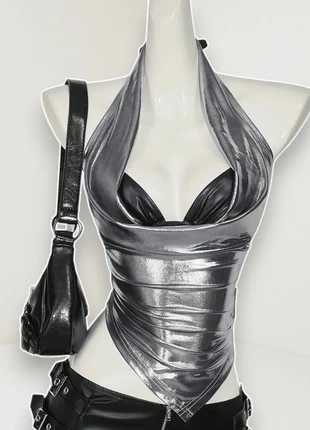 Top sans manches drapé dos nu effet métallique - S, marke: Zyra, zustand: Sehr gut, größe: S / 36 / 8, 32,00 €, 34,30 € inklusive Vinted-Käuferschutz