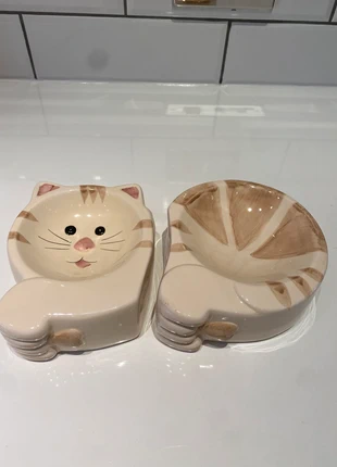 Vintage ceramic cat bowls, brand: NO LABEL, condition: Very good, £8.00, £9.10 includes Buyer Protection