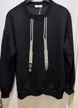 Sweat noir femme avec cordons strass élégants, staat: Heel goed, maat: Universele maat, € 5,00, € 5,95 inclusief Kopersbescherming
