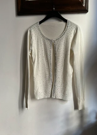 Cardigan bianco con strass e punti luce, marque: Vintage Dressing, état: Très bon état, taille: M / 38 / 10, 5,00 €, 5,95 € Protection acheteurs incluse