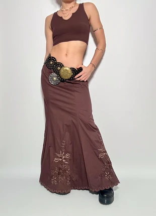 Jupe taille basse vintage 2000s y2k longue grunge évasée à broderies, marca: y2k, estado: Muito bom, tamanho: L / 40 / 12, €35.00, €37.45 inclui Proteção do Comprador Pro