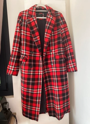 Red, black and white prince of wales trench coat, marque: Bershka, état: Très bon état, taille: S / 36 / 8, 14,00 €, 15,40 € Protection acheteurs incluse