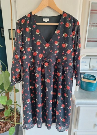 Robe noire fleurie Season manches 3/4 - taille M, brand: Season, condition: Very good, size: M / 38 / 10, €6.00, €7.00 includes Buyer Protection