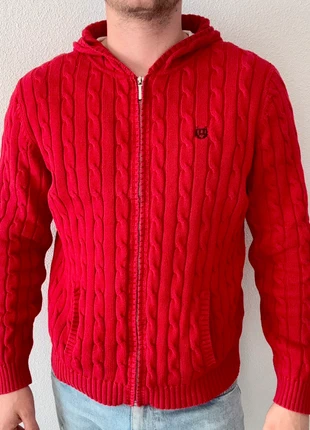 Pull Torsadé Zip à Capuche Rouge Chaps pour Homme Taille XL en Coton. Vintage/Classique/Élégant, marca: Chaps Ralph Lauren, estado: Muy bueno, tamaño: XL, 9,90 €, 11,10 € Protección al comprador incluida