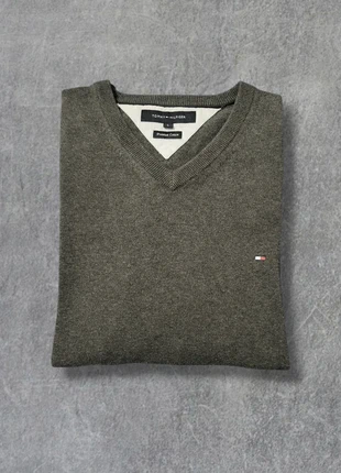 Pull homme Tommy Hilfiger gris foncé col V 100% coton premium logo brodé - L, marque: Tommy Hilfiger, état: Très bon état, taille: L, 34,00 €, 36,40 € Protection acheteurs incluse