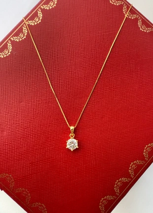 Chaîne avec pendentif diamant véritable 1 ct • Argent plaqué or • Neuf • Réglable, merk: Or, staat: Nieuw zonder prijskaartje, € 65,00, € 68,95 inclusief Kopersbescherming Pro