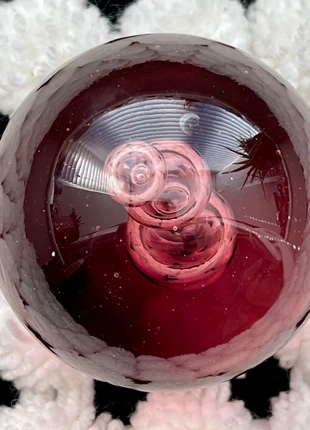 Hand-Blown Cranberry Glass Paperweight – Art Glass Bubble Design, condition: Very good, £20.00, £21.70 includes Buyer Protection
