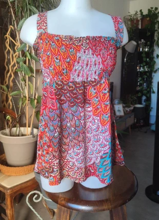 Top bretelles multicolore, merk: Les Feux de la Mode, staat: Heel goed, maat: Universele maat, € 5,00, € 5,95 inclusief Kopersbescherming