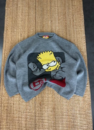Pull Rare Gris Bart Simpson Ski Vintage Y2K 2000s, Funky Knitwear Oversize Taille S, brand: Vintage Dressing, condition: Very good, size: S, €110.00, €116.20 includes Buyer Protection Pro