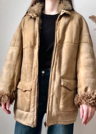 Giacca giubbotto bomber montone pelle funnel neck beige vintage Shearling, marca: Shearling, estado: Satisfatório, tamanho: Outro, €35.00, €37.45 inclui Proteção do Comprador