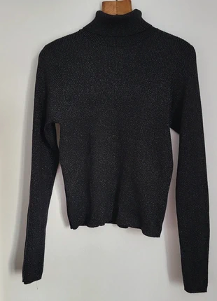 Primark black with silver glitter rib polo neck/turtleneck top/jumper size L 14/16, fab at Christmas, brand: Primark, condition: Very good, size: XL / 14, £5.00, £5.95 includes Buyer Protection
