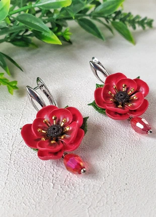 Boucles d'oreilles florales Coquelicot, brand: FIMO, condizioni: Ottime, €12.00, €13.30 include la Protezione acquisti Pro