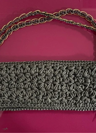 Mala de mão, cinza, feita à mão em crochet - nova, marca: Local, estado: Novo sem etiquetas, €10.00, €11.20 inclui Proteção do Comprador