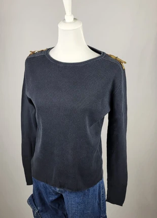 Pull bleu marine Ralph Lauren Lauren femme L coton détails boutons épaules, brand: Ralph Lauren, condizioni: Ottime, taglia: L / IT 44 / EU 40, €15.00, €16.45 include la Protezione acquisti Pro