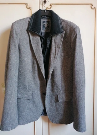 Cappotto blazer grigio con gilet interno Pull & Bear, brand: Pull & Bear, condizioni: Ottime, taglia: L, €12.00, €13.30 include la Protezione acquisti