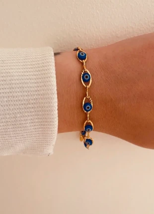 Bracelet tendance doré réglable œil bleu mykonos acier inoxydable, marke: Tendance, zustand: Sehr gut, 10,00 €, 11,20 € beinhaltet Vinted-Käuferschutz Pro