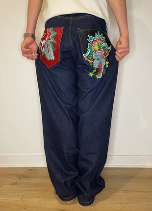 Jeans Large Vintage Style Baggy Brodé Joker Bleu Foncé | 40, brand: Vintage Dressing, condition: Very good, size: W31, €38.00, €40.60 includes Buyer Protection