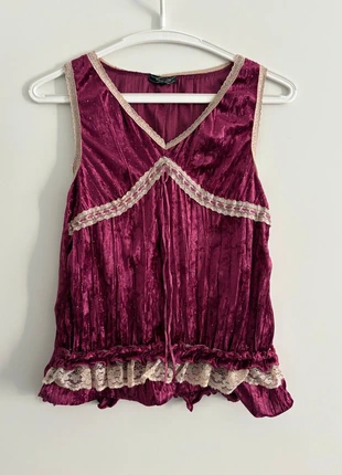 Top en velours bordeaux et dentelle - style bohème romantique (acheté au Japon) 💕, brand: Vintage Dressing, condizioni: Ottime, taglia: S / IT 40 / EU 36, €15.00, €16.45 include la Protezione acquisti