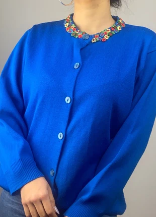 vintage cute blue cardigan with details in flowers cottage core style, marca: Vintage Dressing, estado: Bom, tamanho: M / 38 / 10, €11.99, €13.29 inclui Proteção do Comprador