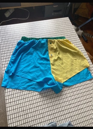 Short vintage bicolore bleu et jaune – Unisexe – Taille M, état: Très bon état, taille: M / 38 / 10, 2,00 €, 2,80 € Protection acheteurs incluse