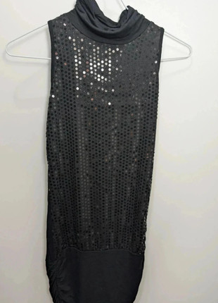 Robe noire moulante sans manche – Col roulé, sequins, mini-jupe – Taille 36/38, brand: Inconnu, condizioni: Buone, taglia: S / IT 40 / EU 36, €3.59, €4.47 include la Protezione acquisti