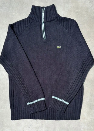 Pull 1/4 zip Lacoste homme L bleu marine col roulé détails turquoise, merk: Lacoste, staat: Heel goed, maat: L, € 28,00, € 30,10 inclusief Kopersbescherming