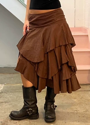 brown layered asymmetrical rara vintage maxi skirt, brand: other, condition: Very good, size: S / UK 8-10, £45.00, £47.95 includes Buyer Protection Pro